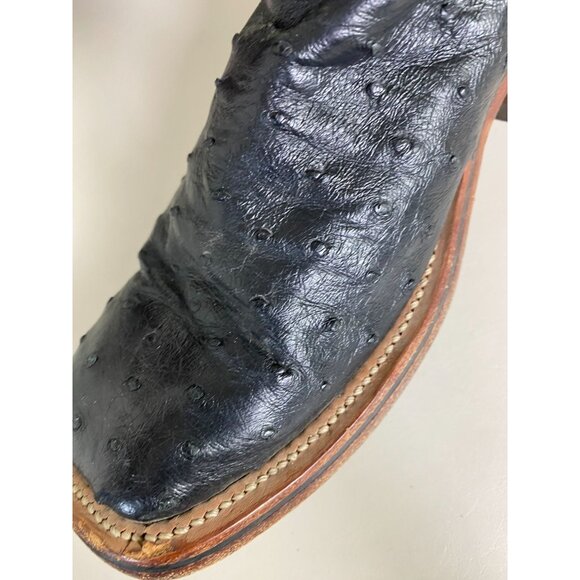 Olathe Boot Company Ostrich Leather Western Boots Size 7 C Burgundy Embossed - Picture 14 of 16